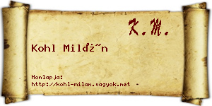 Kohl Milán névjegykártya